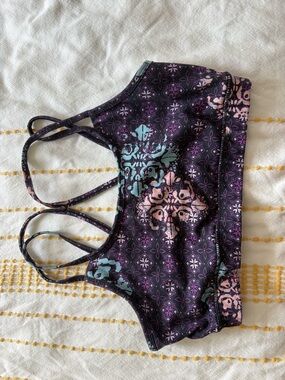 GAIAM Purple-Print Strappy Sports Bra